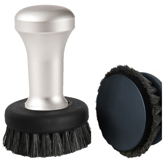LEO COFFEE TAMPER, SILVER HANDLE WITH S. STEEL TEFLON® COATED FLAT BASE D.57MM