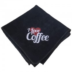 BLACK MICROFIBER CLOTH 40x40cm "I LOVE COFFEE"