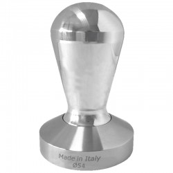 EGGY COFFEE TAMPER, SHINY ALUMINIUM HANDLE WITH S. STEEL CONVEX BASE D.54MM