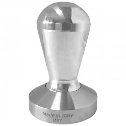 EGGY COFFEE TAMPER, SHINY ALUMINIUM HANDLE WITH S. STEEL FLAT BASE D.57MM