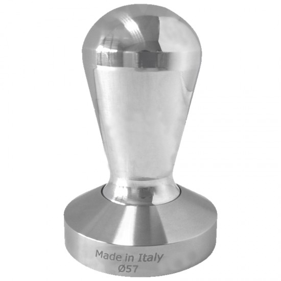 EGGY COFFEE TAMPER, SHINY ALUMINIUM HANDLE WITH S. STEEL FLAT BASE D.57MM
