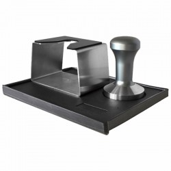 TAMPING MAT ANGULAR FLAP WITH CUBIC S. STEEL UNIVERSAL PORTAFILTER STAND AND FANTASY TAMPER DIA 53