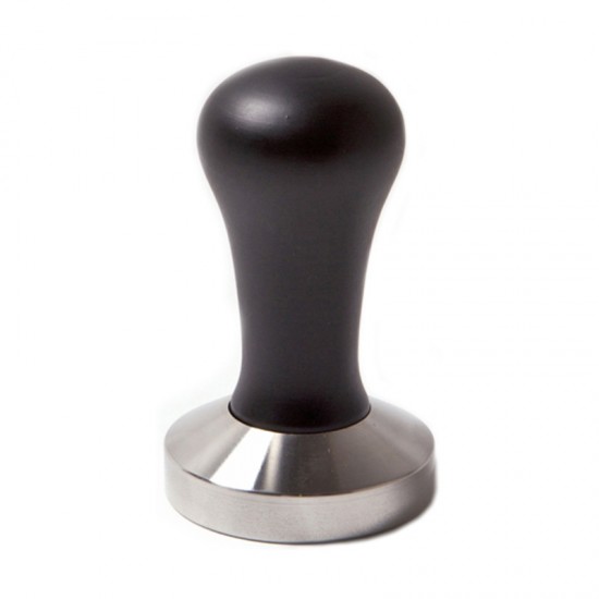 MOTTA - tamper MOTTA pentru cafea , maner negru din lemn, baza inox plana ,53mm