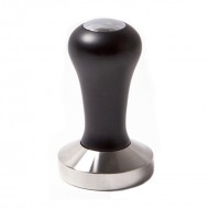 tamper-presor cafea TOP CLASS ,maner negru de lemn cu cap cromat, baza inox convexa 53 mm	