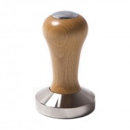 tamper-presor cafea TOP CLASS ,maner de lemn cu cap cromat, baza inox convexa 53 mm	