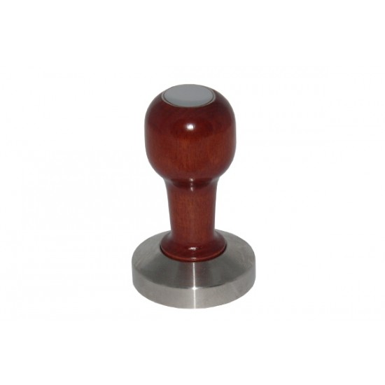 Tamper cafea baza inox plana maner lemn 53mm
