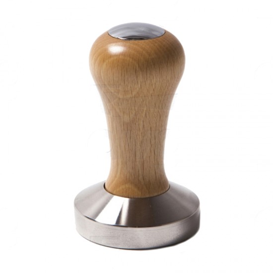 TOP CLASS COFFEE TAMPER, NATURAL WOOD HANDLE WITH FLAT BOTTOM DIA 57