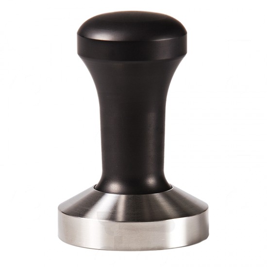 "COMPETITION" FANTASY COFFEE TAMPER, BLACK HANDLE WITH S. STEEL FLAT BASE D.58,5 MM