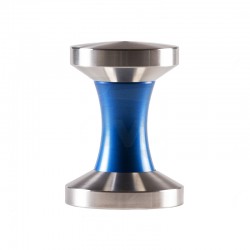 FANTASY COFFEE TAMPER, BLUE HANDLE WITHT DOUBLE DIAMETER 58/53 S. STEEL CONVEX