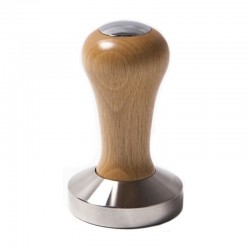 tamper-presor cafea TOP CLASS ,maner de lemn cu cap cromat, baza inox plana 53 mm	