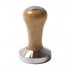 tamper-presor cafea TOP CLASS ,maner de lemn cu cap cromat, baza inox plana 53 mm	