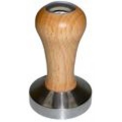 tamper-presor cafea TOP CLASS ,maner de lemn cu cap cromat, baza inox plana 58 mm	