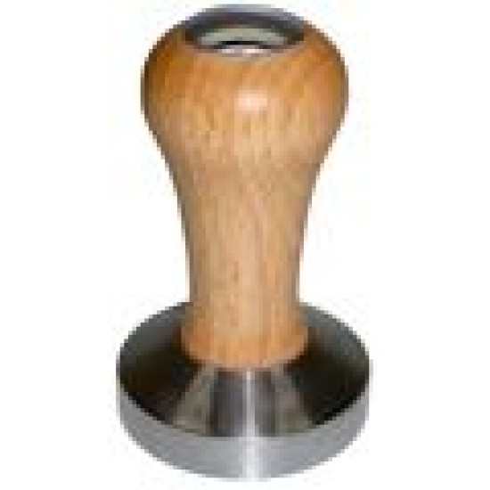 tamper-presor cafea TOP CLASS ,maner de lemn cu cap cromat, baza inox plana 58 mm	
