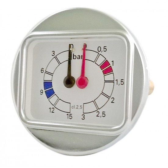 BRASILIA MANOMETER D/SCALE VERTICAL, METAL BOX