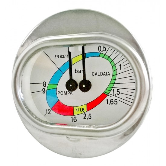 RANCILIO DOUBLE SCALE MANOMETER -WHITE