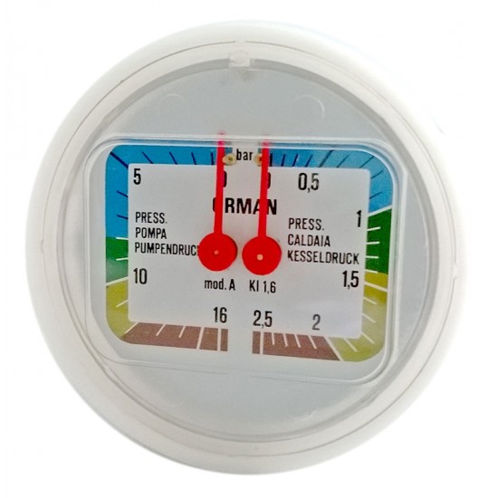 BOILER PUMP MANOMETER D.63 0-2.5/0-16 BAR