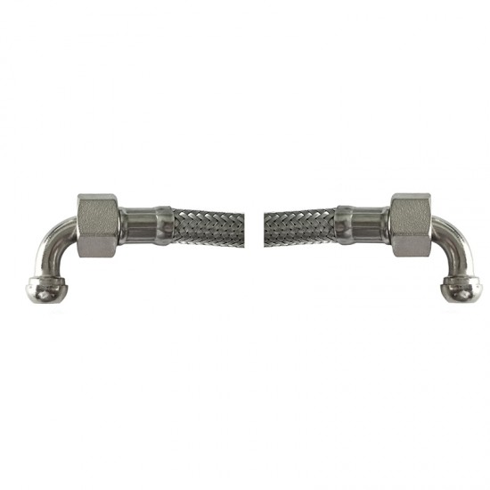 S. STEEL FLEX PIPE 55 CM. 3/8 FF WITH 2 CONICAL ELBOWS SAME SIDE ORIENTED