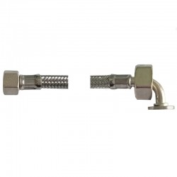 S. STEEL FLEX PIPE 150 CM. 3/8F 3/4F WITH 1 FLAT ELBOW
