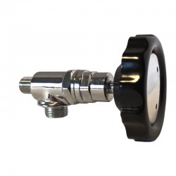 CHROMED STEAM VALVE WITH E61 STYLE HANDLE WITH CHROME CAP -SHORT FITTING