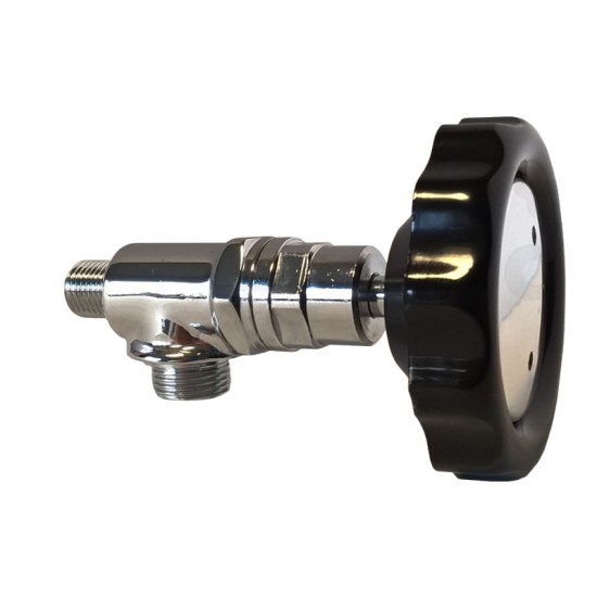 CHROMED STEAM VALVE WITH E61 STYLE HANDLE WITH CHROME CAP -SHORT FITTING