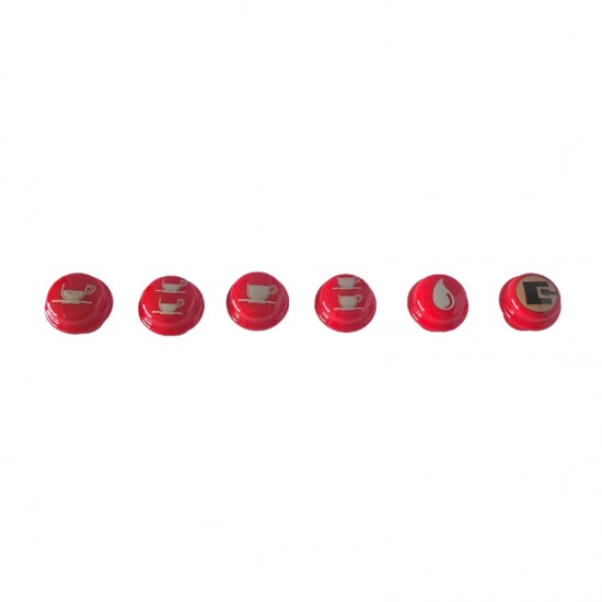 RED SILK-SCREEN PRINTED BUTTON SET MI SED